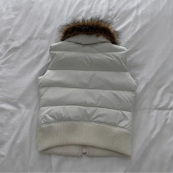 Abercrombie & Fitch White and Brown Fur Faux Collar Vest S - Picture 2 of 8